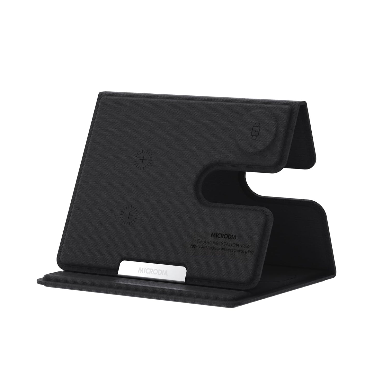 MICRODIA Folio 23W 3-in-1 Portable Foldable Wireless Charging Station for iPhone/Apple Watch/AirPods/Samsung (Black)